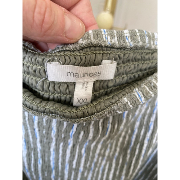 Maurices Smocked Maxi Dress Puff Sleeve Green White Stripe Boho Cottagecore XXL - Picture 8 of 8